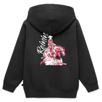 REINING - Kids Premium Organic Zip-up Hoodie - black - Back - AI Model Kid Male (0cm)