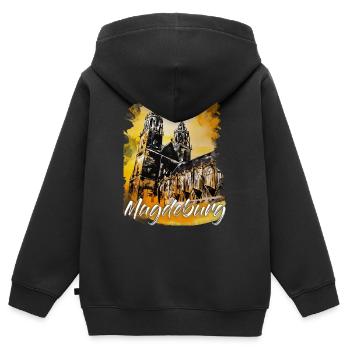 Magdeburg - Sweat Premium à capuche zippé enfant bio - noir - Dos - AI Model Kid Male (0cm)