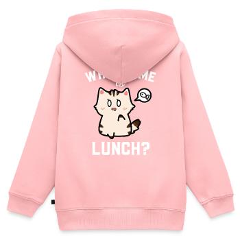 What time is lunch? cute cat gift - Kinder Premium Organic Zip Hoodie - Rosa - Hinten - AI Model Kid Female (0cm)