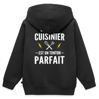 un tonton cuisinier est un tonton parfait - Sweat Premium à capuche zippé enfant bio - noir - Dos - AI Model Kid Male (0cm)