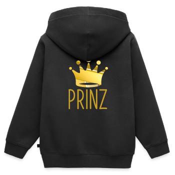 prinz ,baby, junge, schrift,krone,gold - Kinder Premium Organic Zip Hoodie - Schwarz - Hinten - AI Model Kid Male (0cm)