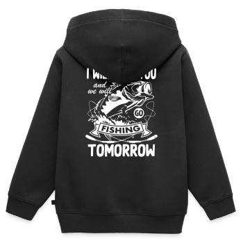 I Will Find You and We Wll Go Fishing - Kinder Premium Organic Zip Hoodie - Schwarz - Hinten - AI Model Kid Male (0cm)
