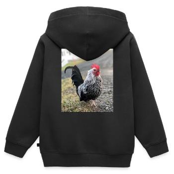 Rooster - Kids Premium Organic Zip-up Hoodie - black - Back - AI Model Kid Male (0cm)