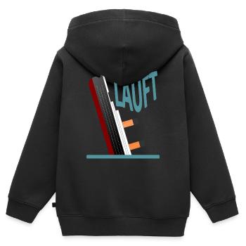 Läuft-Titanic-Version 2 - Kinder Premium Organic Zip Hoodie - Schwarz - Hinten - AI Model Kid Male (0cm)