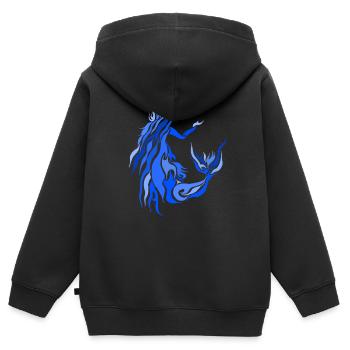 BLAUE MEERJUNGFRAU 2 - Kinder Premium Organic Zip Hoodie - Schwarz - Hinten - AI Model Kid Male (0cm)
