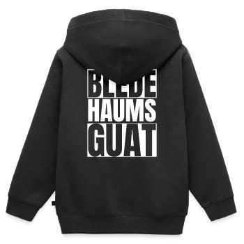 Blede Haums Guat - Österrech Slang - Kinder Premium Organic Zip Hoodie - Schwarz - Hinten - AI Model Kid Male (0cm)