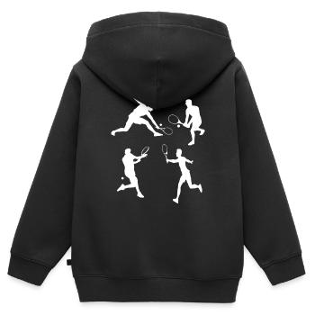 Tennis - Kinder Premium Organic Zip Hoodie - Schwarz - Hinten - AI Model Kid Male (0cm)