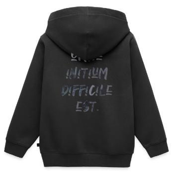 all beginning is difficult Latin quotation scripture - Kids Premium Organic Zip-up Hoodie - black - Back - AI Model Kid Male (0cm)