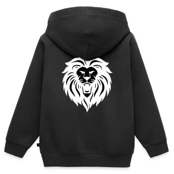 lion - Sweat Premium à capuche zippé enfant bio - noir - Dos - AI Model Kid Male (0cm)