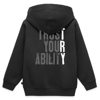 Try - Kids Premium Organic Zip-up Hoodie - black - Back - AI Model Kid Male (0cm)