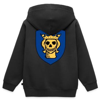 Stockholm tête morte - Sweat Premium à capuche zippé enfant bio - noir - Dos - AI Model Kid Male (0cm)
