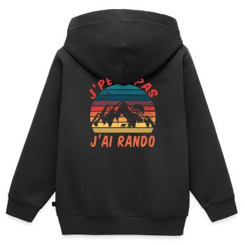 randonnée rando - Sweat Premium à capuche zippé enfant bio - noir - Dos - AI Model Kid Male (0cm)