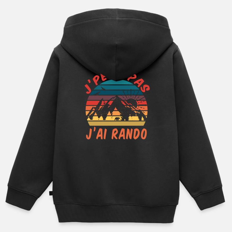 randonnée rando - Sweat Premium à capuche zippé enfant bio - noir