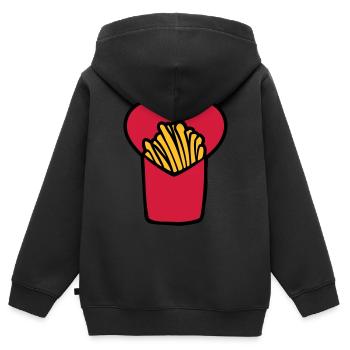 Français Fries Love - Sweat Premium à capuche zippé enfant bio - noir - Dos - AI Model Kid Male (0cm)