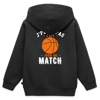 jour de match basketball 2 - Sweat Premium à capuche zippé enfant bio - noir - Dos - AI Model Kid Male (0cm)