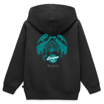 Livigno - Kinder Premium Organic Zip Hoodie - Schwarz - Hinten - AI Model Kid Male (0cm)