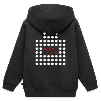 NY NEW YORK CITY USA GRATTE CIEL EN POINTS - Sweat Premium à capuche zippé enfant bio - noir - Dos - AI Model Kid Male (0cm)
