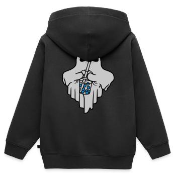Alcool à boire du thé à bulles - Sweat Premium à capuche zippé enfant bio - noir - Dos - AI Model Kid Male (0cm)