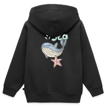 Walfisch - Kinder Premium Organic Zip Hoodie - Schwarz - Hinten - AI Model Kid Male (0cm)