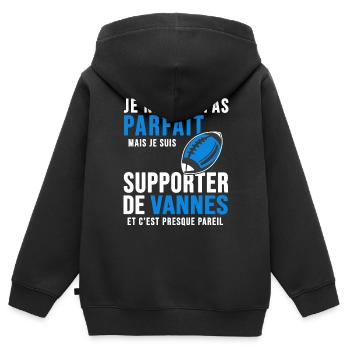 supporter rugby stade Vannes club humour rugby RCV - Sweat Premium à capuche zippé enfant bio - noir - Dos - AI Model Kid Male (0cm)