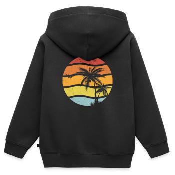 Sommer - Kinder Premium Organic Zip Hoodie - Schwarz - Hinten - AI Model Kid Male (0cm)