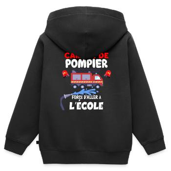 Né pour conduire un camion de pompier Anniversaire - Sweat Premium à capuche zippé enfant bio - noir - Dos - AI Model Kid Male (0cm)