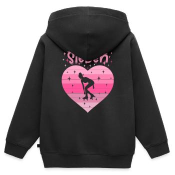 Herz Liebe Sport Rollschuh Mädchen 7. Geburtstag - Kinder Premium Organic Zip Hoodie - Schwarz - Hinten - AI Model Kid Male (0cm)