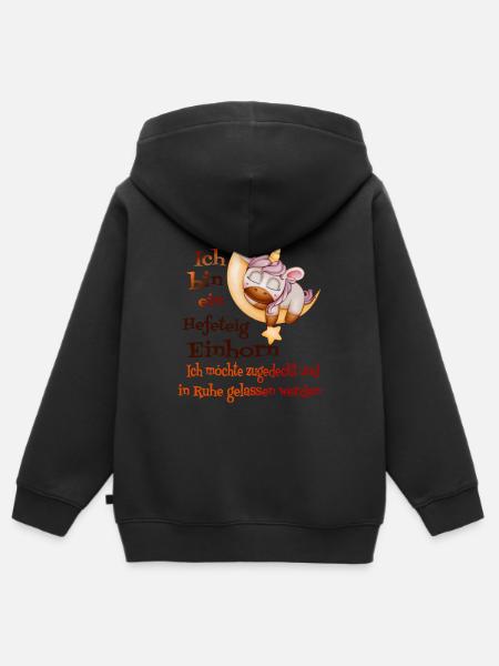 Hefeteig Einhorn - Kinder Premium Organic Zip Hoodie - Schwarz