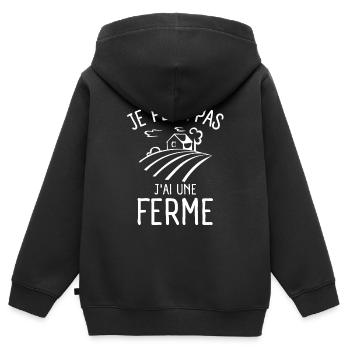 fermier ferme fermière 1 - Sweat Premium à capuche zippé enfant bio - noir - Dos - AI Model Kid Male (0cm)