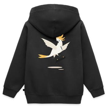 Skateboarding Kickflip Kakadu Sk8 Vogel - Kinder Premium Organic Zip Hoodie - Schwarz - Hinten - AI Model Kid Male (0cm)