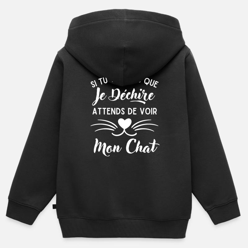 Mon Chat qui déchire 1 - Sweat Premium à capuche zippé enfant bio - noir
