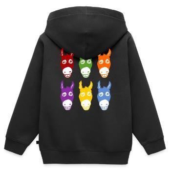 Smiling donkeys 6 colors - Kids Premium Organic Zip-up Hoodie - black - Back - AI Model Kid Male (0cm)