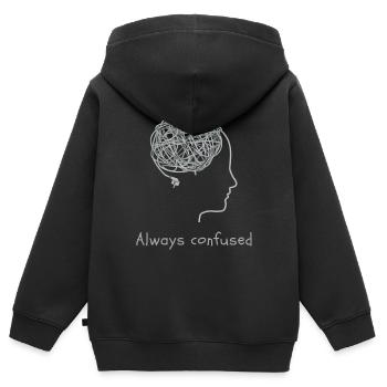 Always confused - Kinder Premium Organic Zip Hoodie - Schwarz - Hinten - AI Model Kid Male (0cm)