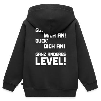 Regarde-moi regarde-toi à un niveau complètement différent cool - Sweat Premium à capuche zippé enfant bio - noir - Dos - AI Model Kid Male (0cm)