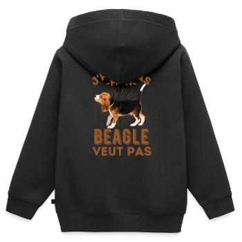 Chien de race beagle - Sweat Premium à capuche zippé enfant bio - noir - Dos - AI Model Kid Male (0cm)