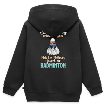 Les meilleurs garçons jouent au badminton - Sweat Premium à capuche zippé enfant bio - noir - Dos - AI Model Kid Male (0cm)