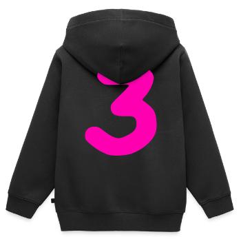 3 ans anniversaire rose - Sweat Premium à capuche zippé enfant bio - noir - Dos - AI Model Kid Male (0cm)