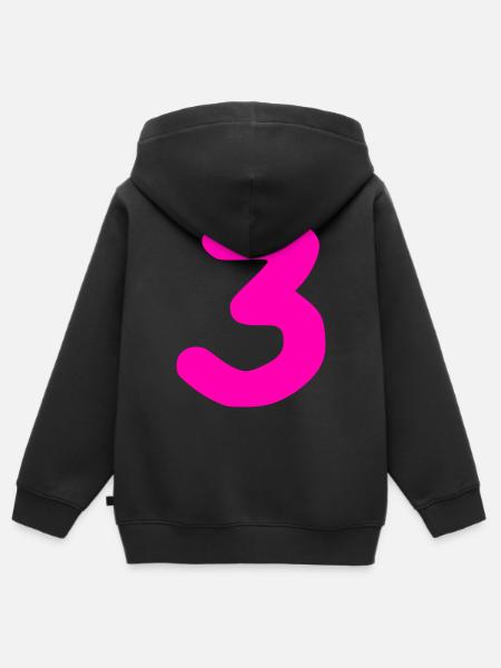3 years birthday pink - Kids Premium Organic Zip-up Hoodie - black