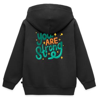 Du bist stark - Kinder Premium Organic Zip Hoodie - Schwarz - Hinten - AI Model Kid Male (0cm)