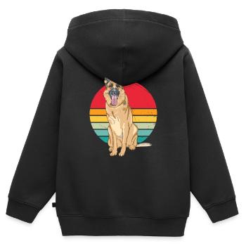 German Shepherd retro Berger allemand - Sweat Premium à capuche zippé enfant bio - noir - Dos - AI Model Kid Male (0cm)