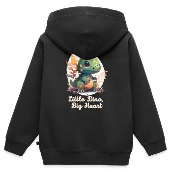 Kleines Dino Großes Herz - Kinder Premium Organic Zip Hoodie - Schwarz - Hinten - AI Model Kid Male (0cm)