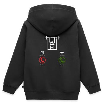 Le gymnase m’appelle - Sweat Premium à capuche zippé enfant bio - noir - Dos - AI Model Kid Male (0cm)
