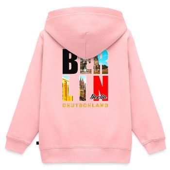 Berlin Deutschland Allemagne - Sweat Premium à capuche zippé enfant bio - rose - Dos - AI Model Kid Female (0cm)