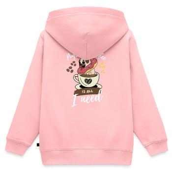 Carlins et café - Sweat Premium à capuche zippé enfant bio - rose - Dos - AI Model Kid Female (0cm)