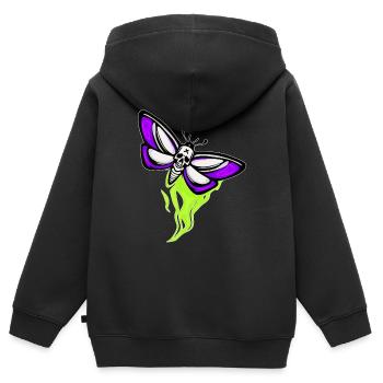 Motte Skull Schaedel - Kinder Premium Organic Zip Hoodie - Schwarz - Hinten - AI Model Kid Male (0cm)