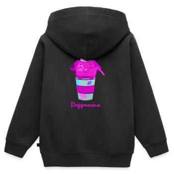 Puppuccino - Kinder Premium Organic Zip Hoodie - Schwarz - Hinten - AI Model Kid Male (0cm)