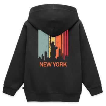 New York - Kinder Premium Organic Zip Hoodie - Schwarz - Hinten - AI Model Kid Male (0cm)