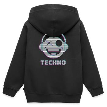 Techno - Kids Premium Organic Zip-up Hoodie - black - Back - AI Model Kid Male (0cm)