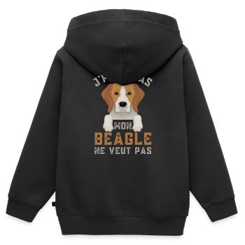 Beagle - Sweat Premium à capuche zippé enfant bio - noir - Dos - AI Model Kid Male (0cm)
