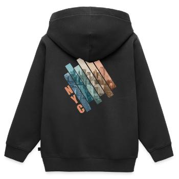 NYC - Sweat Premium à capuche zippé enfant bio - noir - Dos - AI Model Kid Male (0cm)